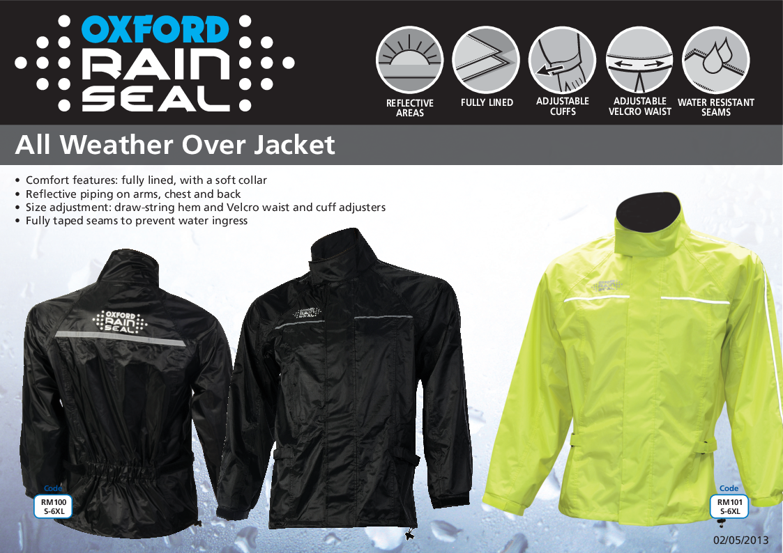 

RainSeal Jacket, Trousers, Oversuit presenters

