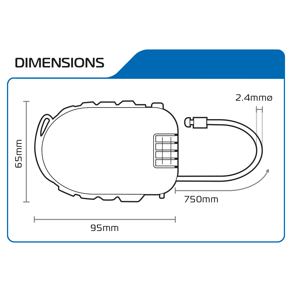 Retractable Combination Cable Lock 62cm