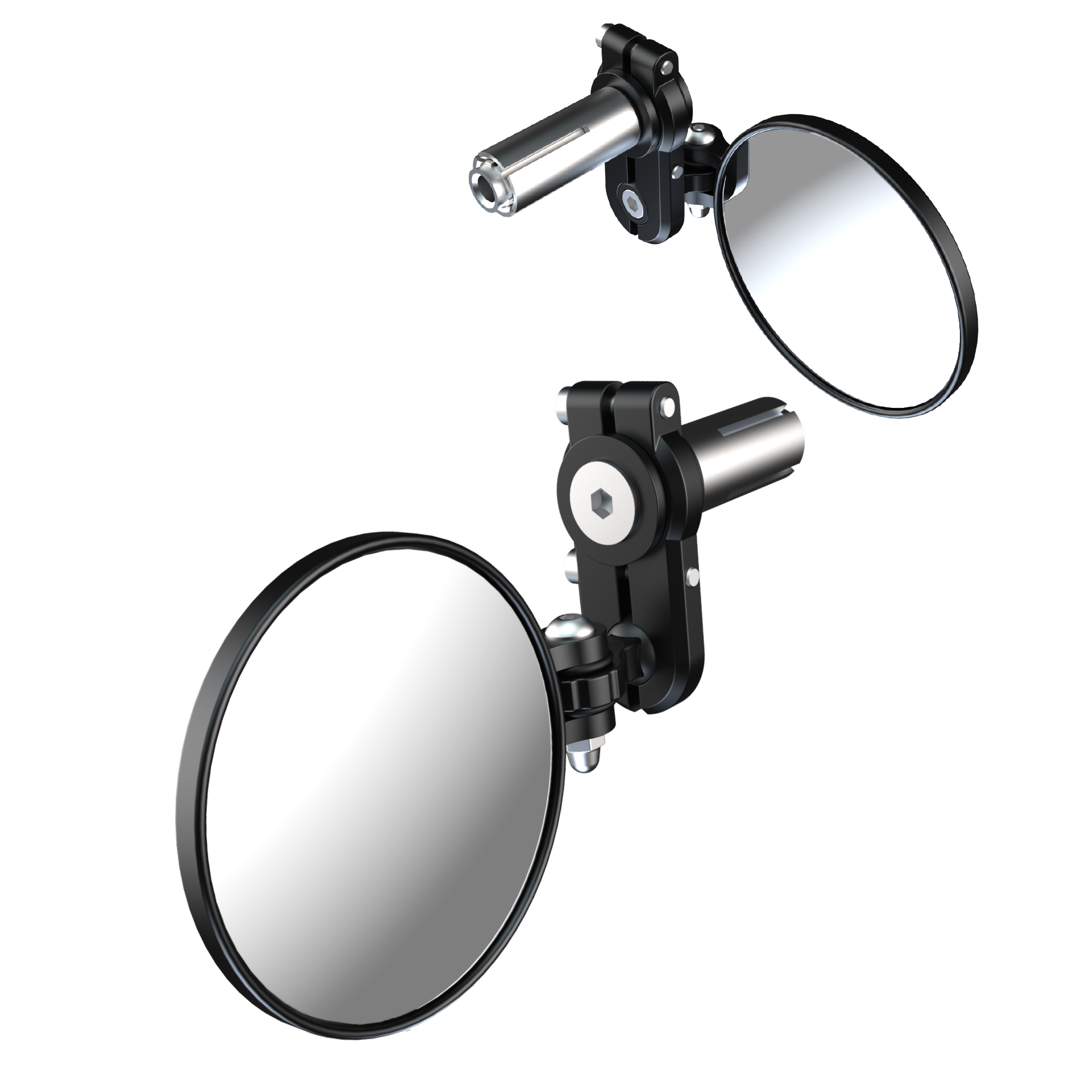Fold-Away BarEnd Mirrors - Black Set