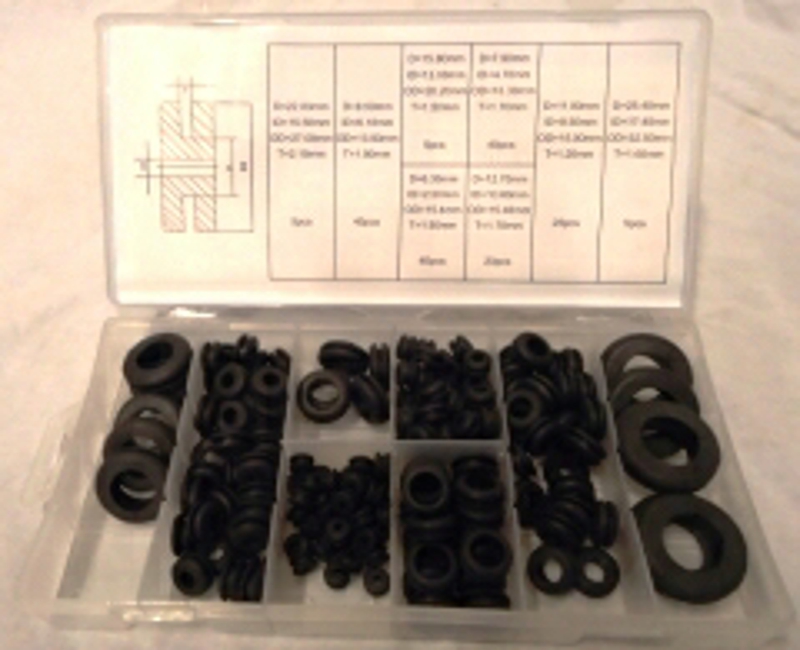 Gummi gennemføringssortiment 180 dele