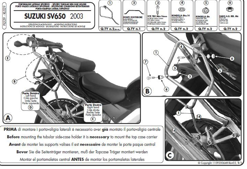 KL529 Suzuki SV 650 (03) Tub. Hold. Mono